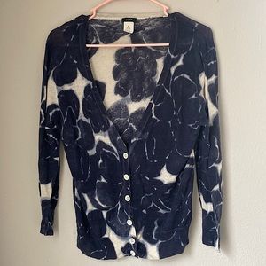 J. Crew Navy Flower Cardigan SZ Medium